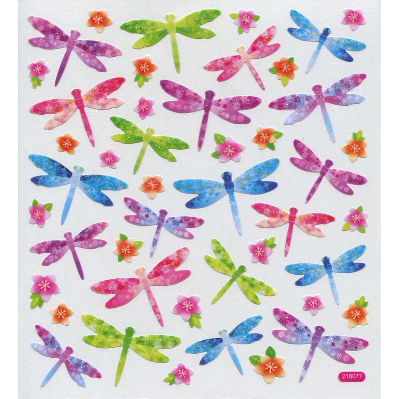 Multicolored Stickers Rainbow Dragonflies