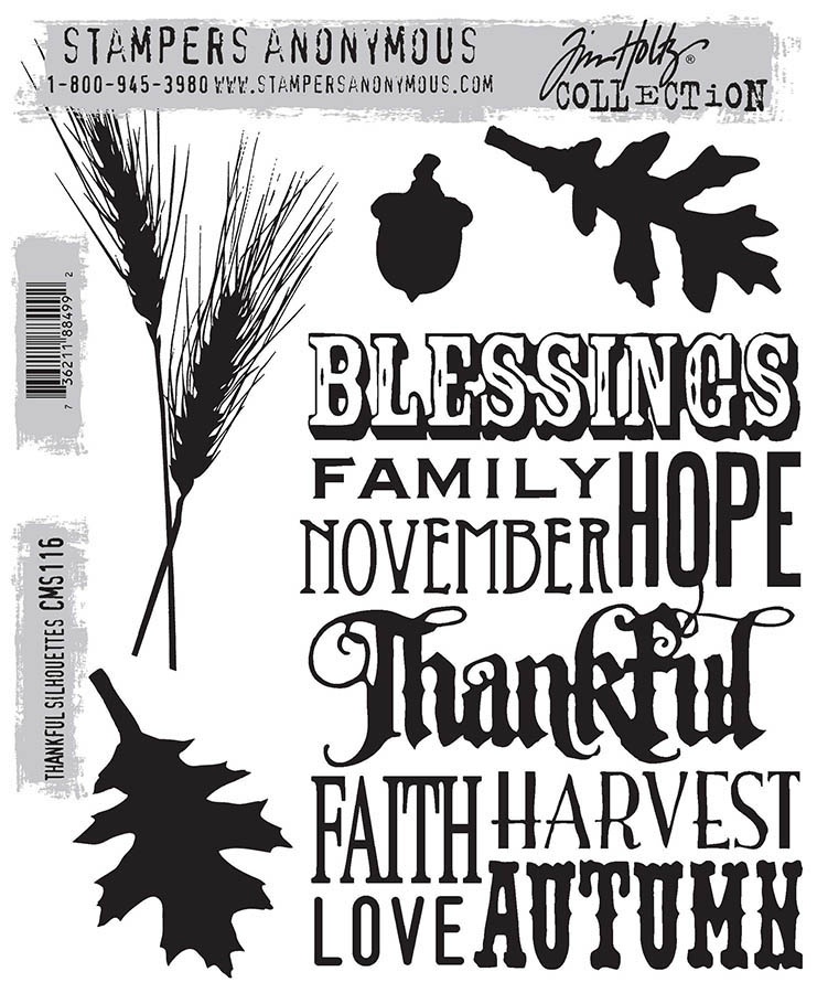 Tim Holtz Cling Stamps 7"X8.5"-Thankful Silhouettes