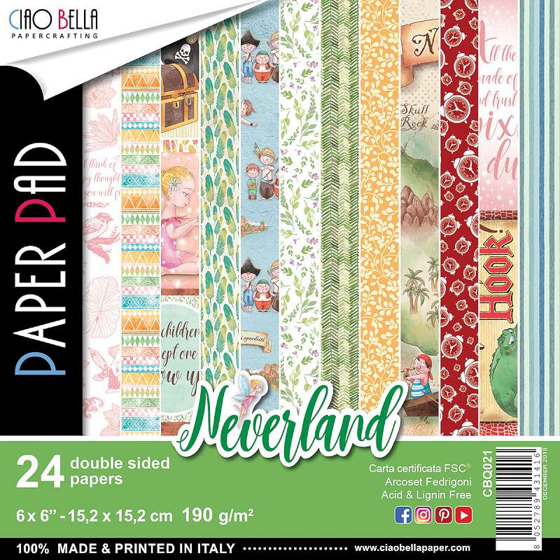 Neverland Double-Sided Paper Pack 90lb 6"X6" 24/Pkg