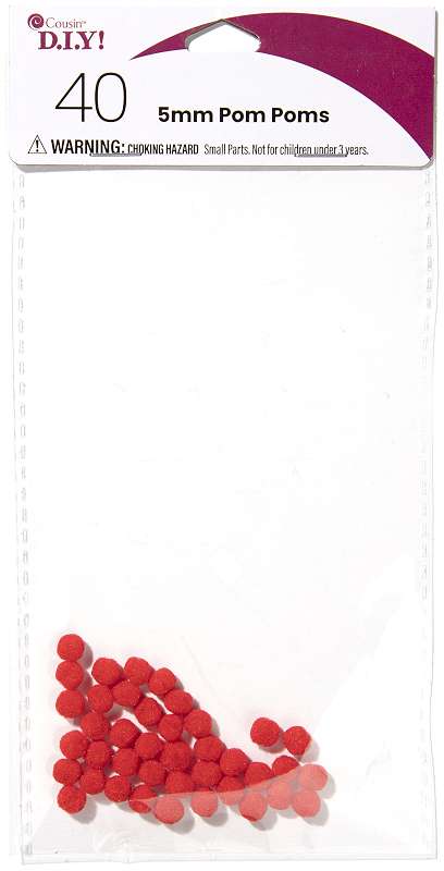 Pom-Poms 5mm 40/Pkg Red