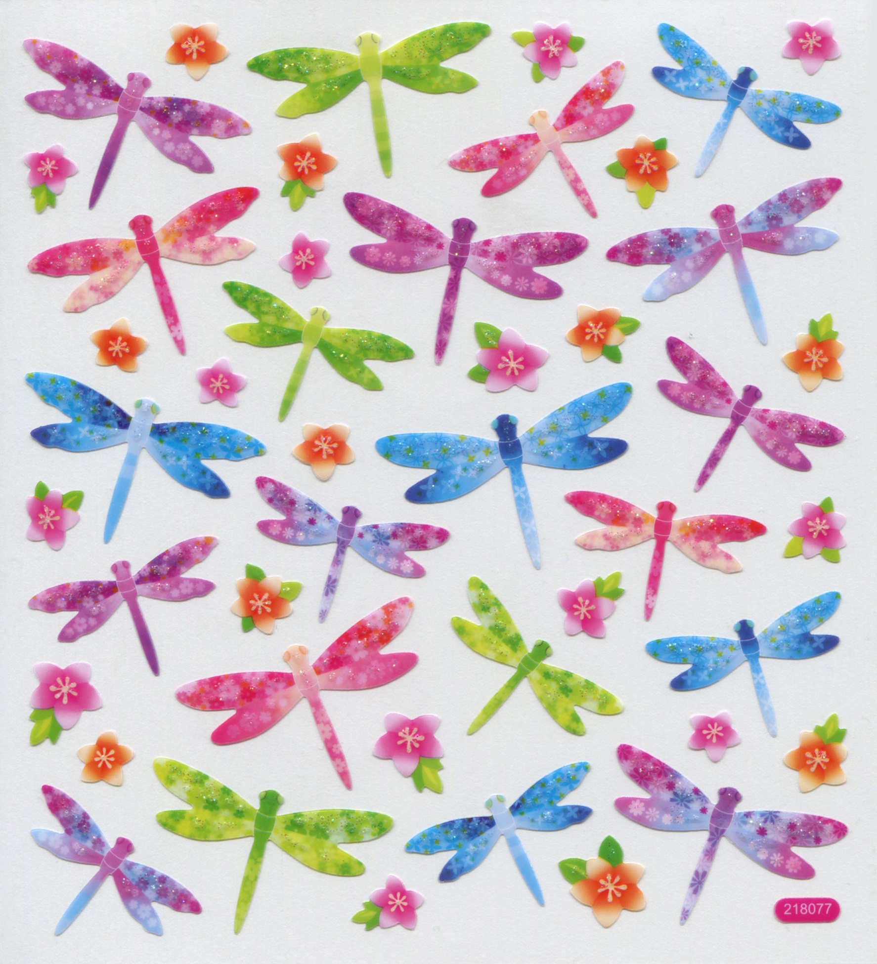 Multicolored Stickers Rainbow Dragonflies