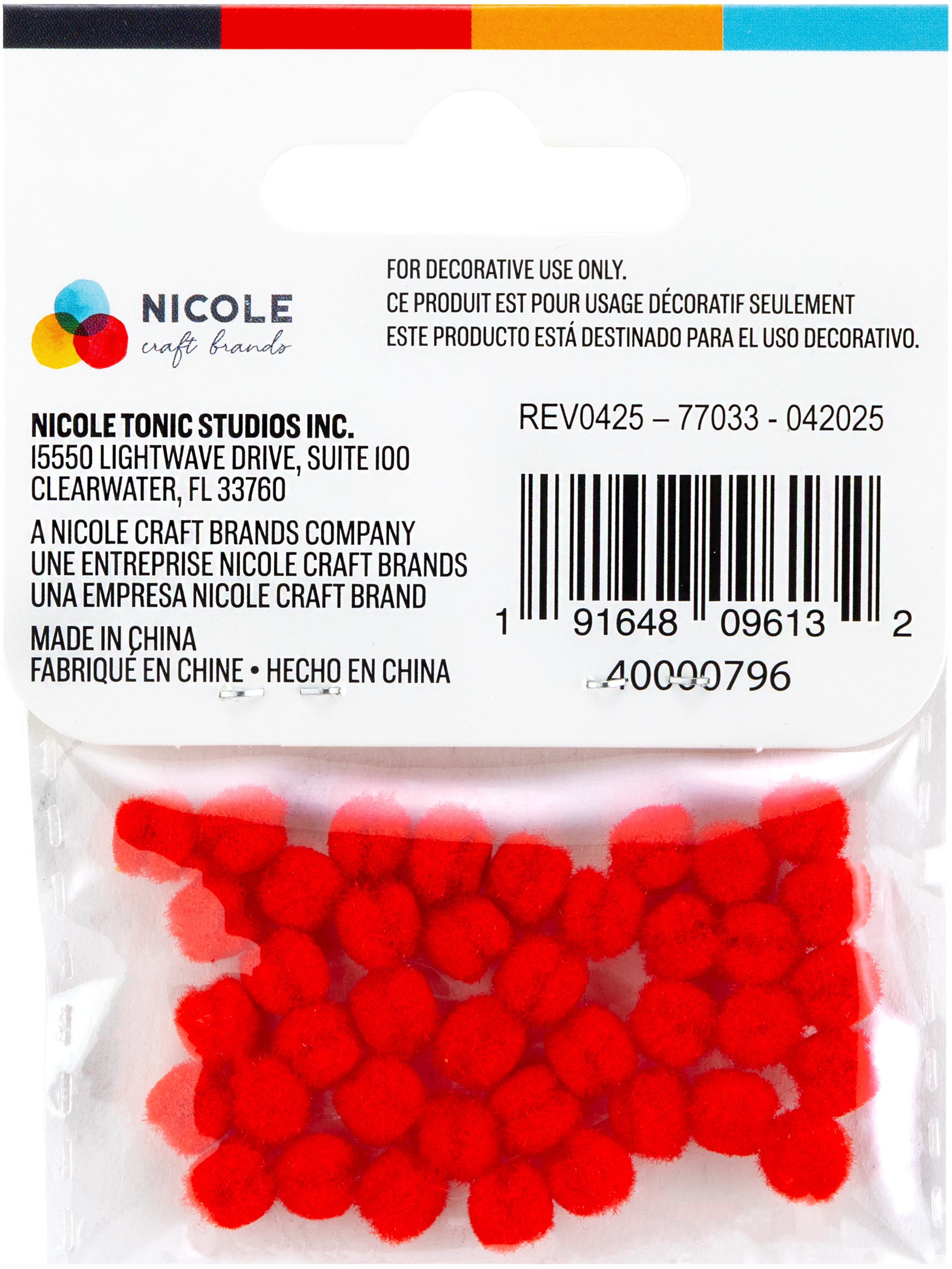 Pom-Poms 5mm 40/Pkg Red