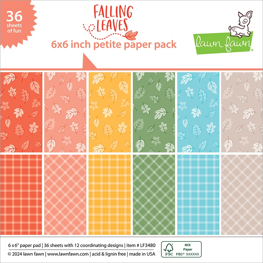 Lawn Fawn Double-Sided Petite Paper Pack 6"X6"-Falling Leaves