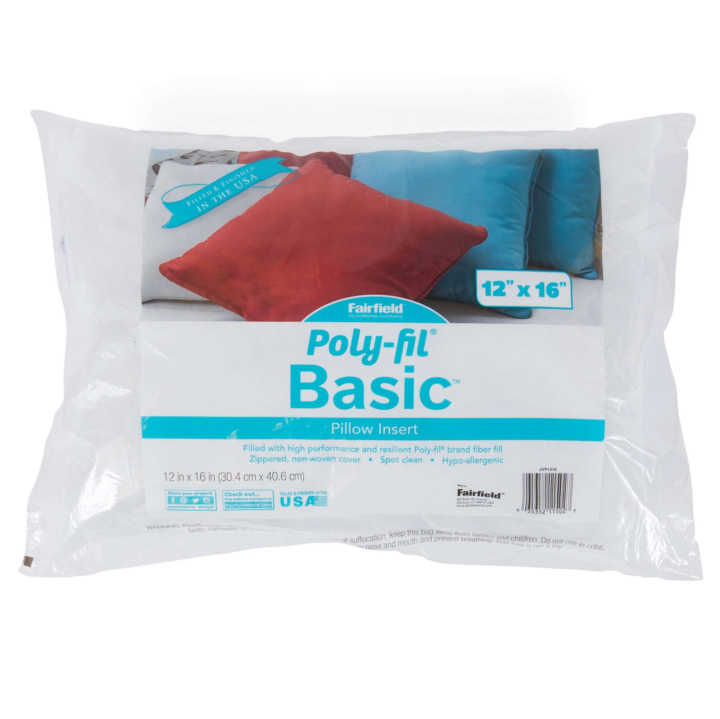 Fairfield Poly-Fill Basic Pillow Insert-12"X16"