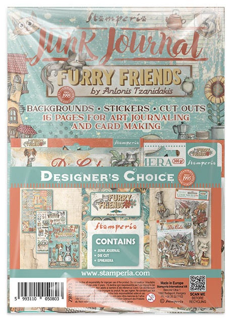 Stamperia Junk Journal, Ephemera And Die Cuts-Furry Friends